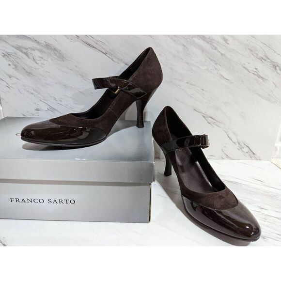 Franco Sarto Women's Brown Suede Mary Jane Heels Size 8M NWT - Picture 1 of 6